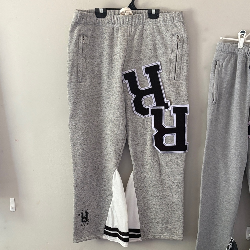 Gray woman’s Reworked Reverse Joggers with Black R’s ( 1 of 1 ) Reverse Design